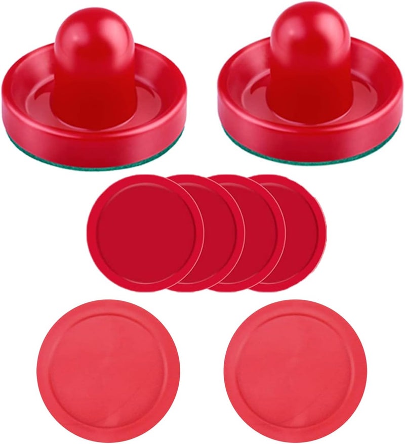 Inscool Air Hockey Accessories, 2-Pack Pushers, 2-Pack 3.25-Inch Pucks, 4-Pack 2.5-Inch Pucks, Red - Image 1